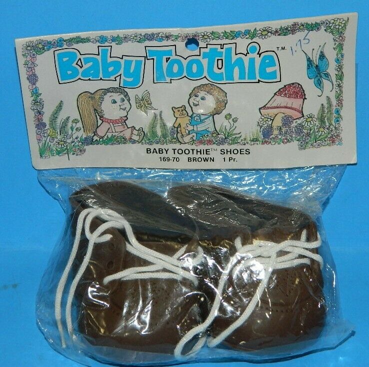 1 Pair, Baby Toothie Shoes, Rare Brown #169-70, From Mangelsens, Nos, 1984, New