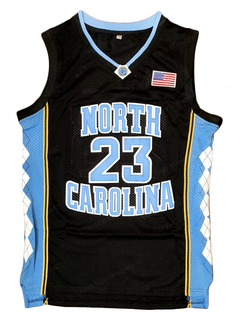 Michael Jordan #23 North Carolina Basketball Jersey Retro Stitched Black S-3xl