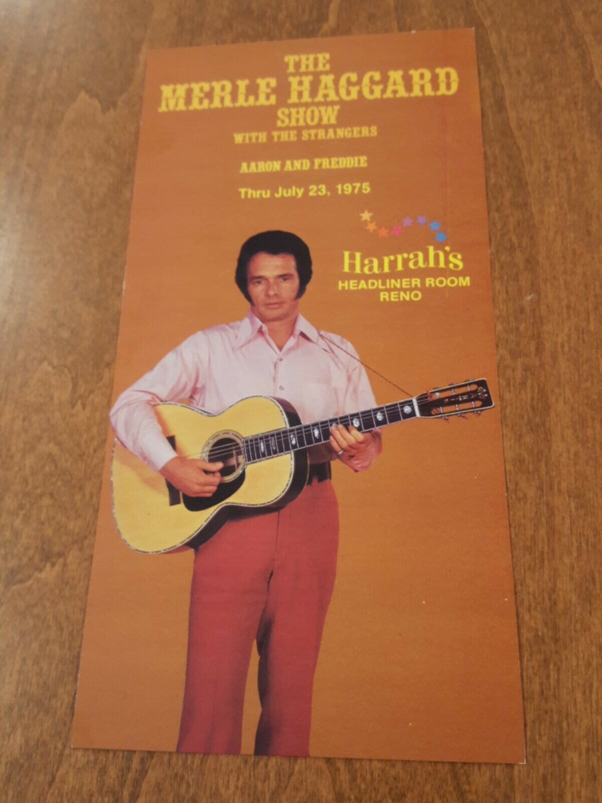 Merle Haggard Strangers Aaron 1975 Harrah's Reno Celebrity Postcard Large Size