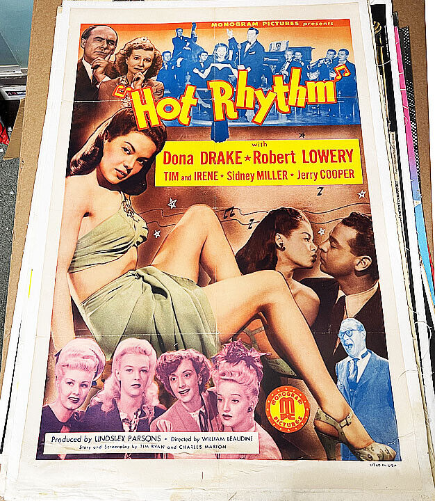 Hot Rhythm! '44 D.drake Bad Girl Linen Backed Original U.s. Os Film Poster!