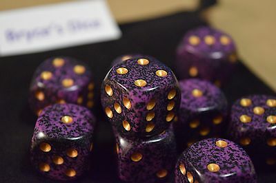 Speckled 16mm D6 Rpg Chessex Dice (10 Dice) Hurricane Speckled Purple And Black