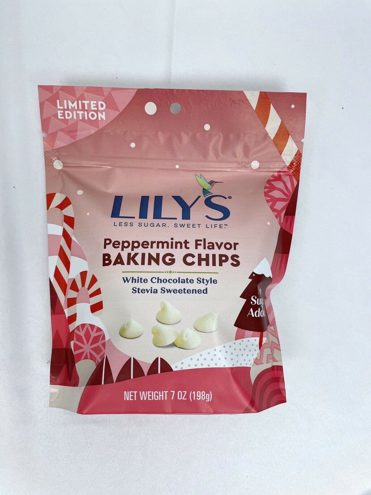 Lily’s Peppermint Flavor Baking Chips 7oz Bag White Chocolate Stevia Sweetened