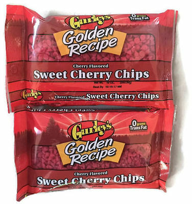 **2 Bags** Gurley's Golden Recipe Cherry Flavored Sweet Cherry Baking Chips 10oz