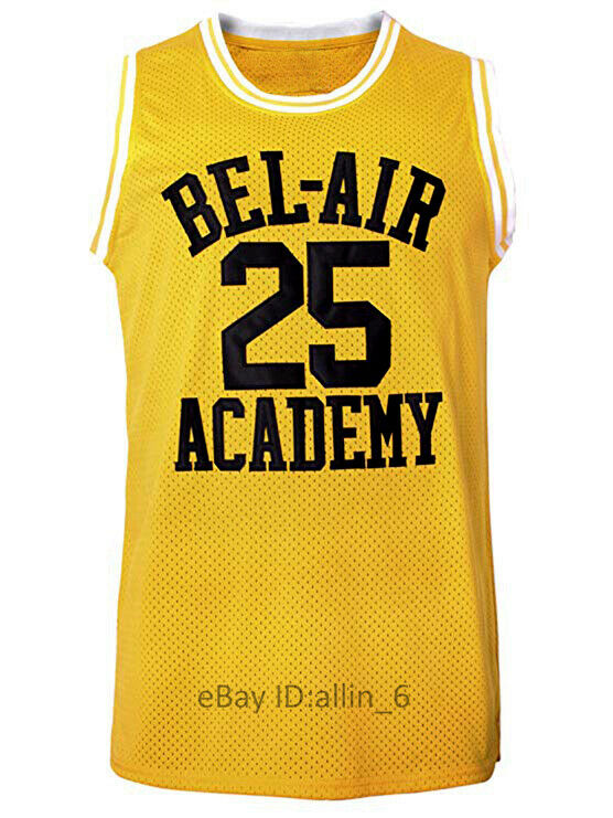 Carlton Banks #25 Fresh Prince Of Bel Air Academy Men's Basketball Jersey Yellow
