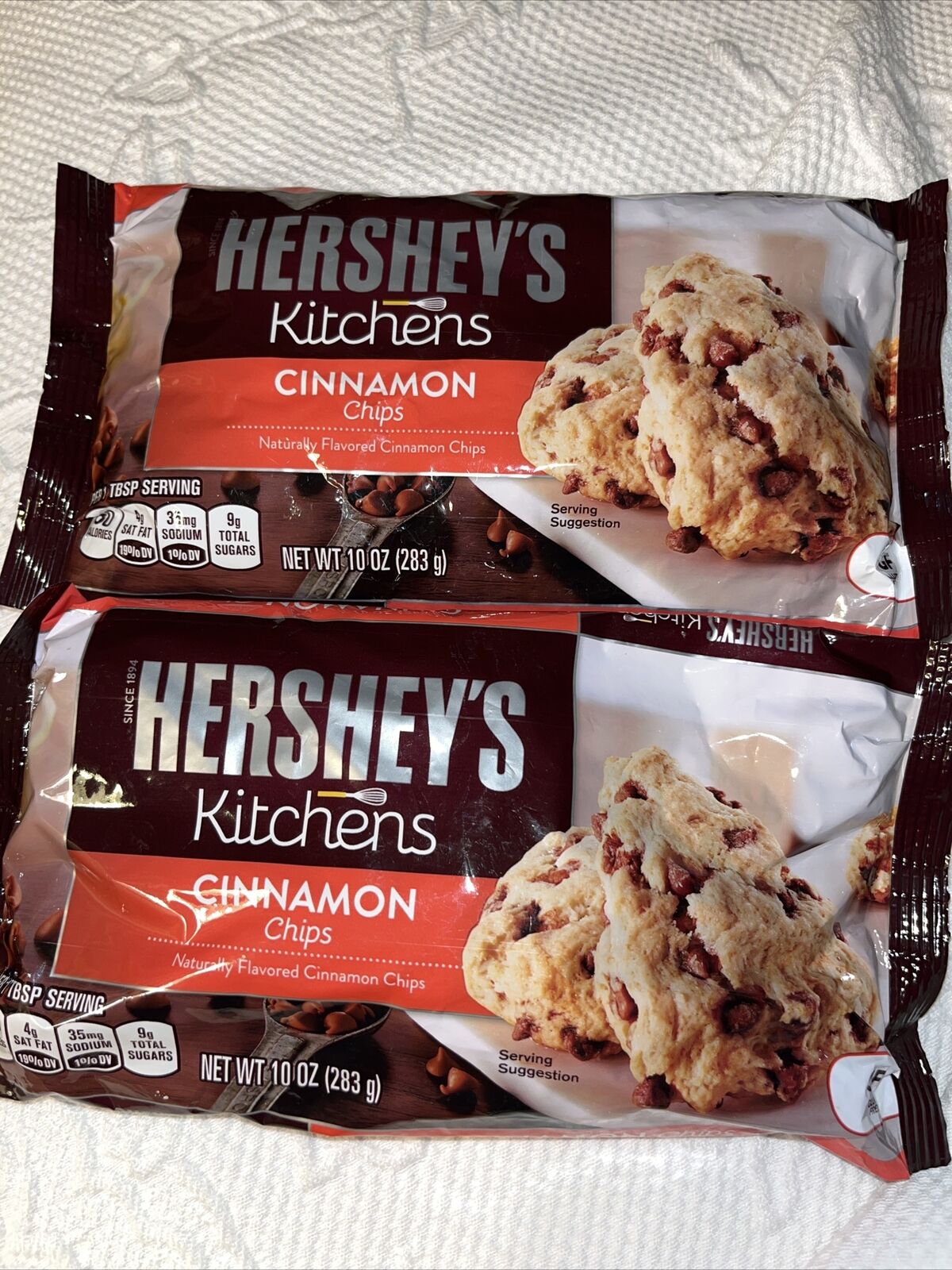❤️ Hershey's~ Cinnamon Baking Chips ~ 10 Oz Bag~ 2 Pack Lot Set