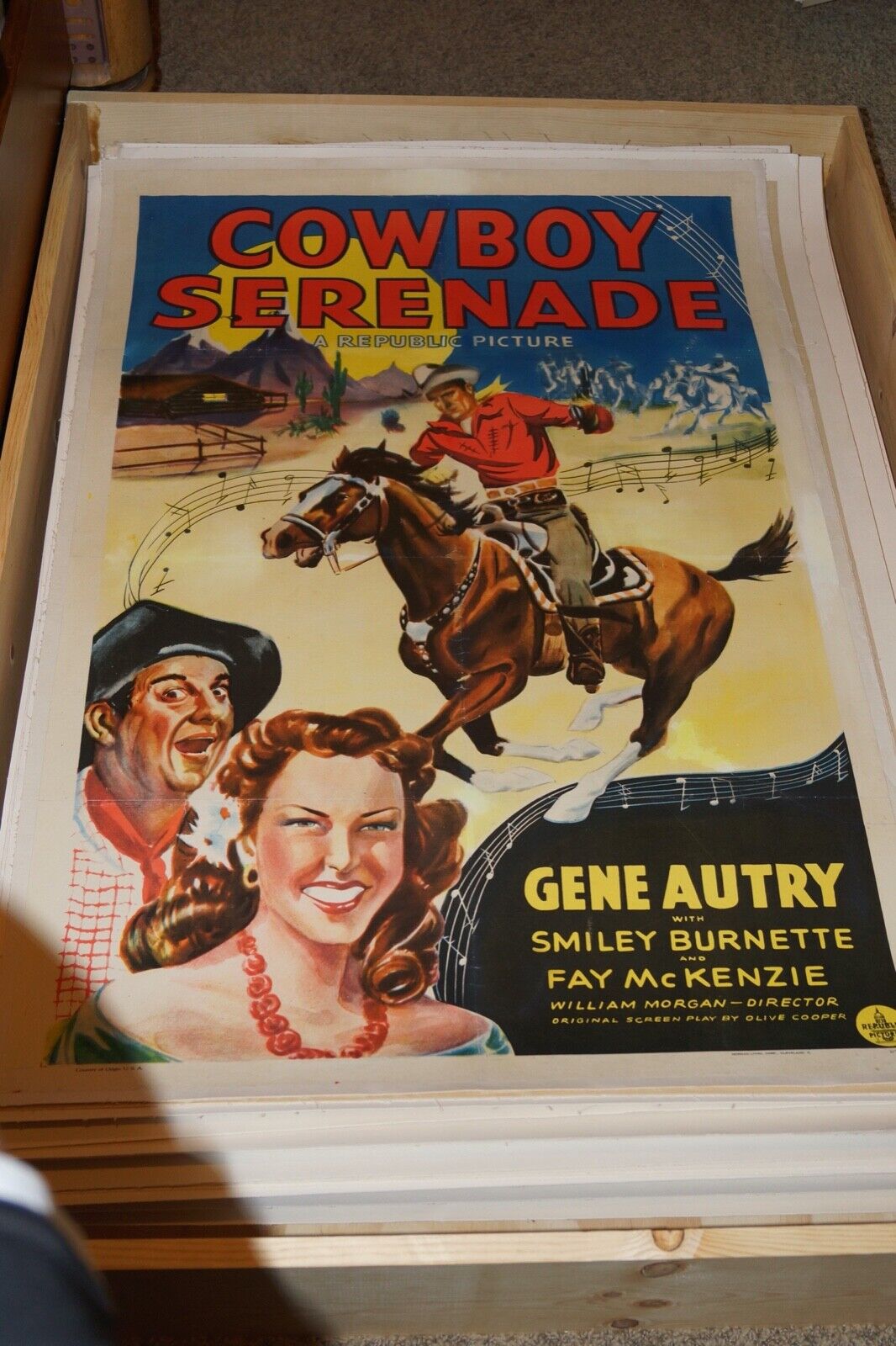 Cowboy Serenade (republic, 1942). One Sheet (27" X 41"). Western (on Linen)