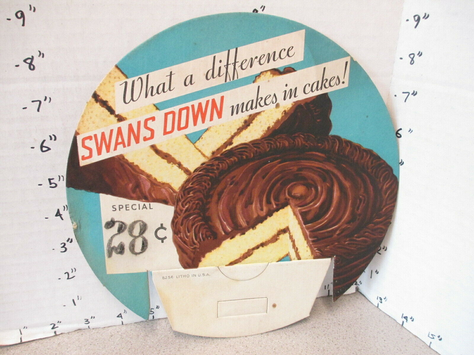 Swan's Down Chocolate Cake Baking Mix 1930s Grocery Store Display Sign 28c