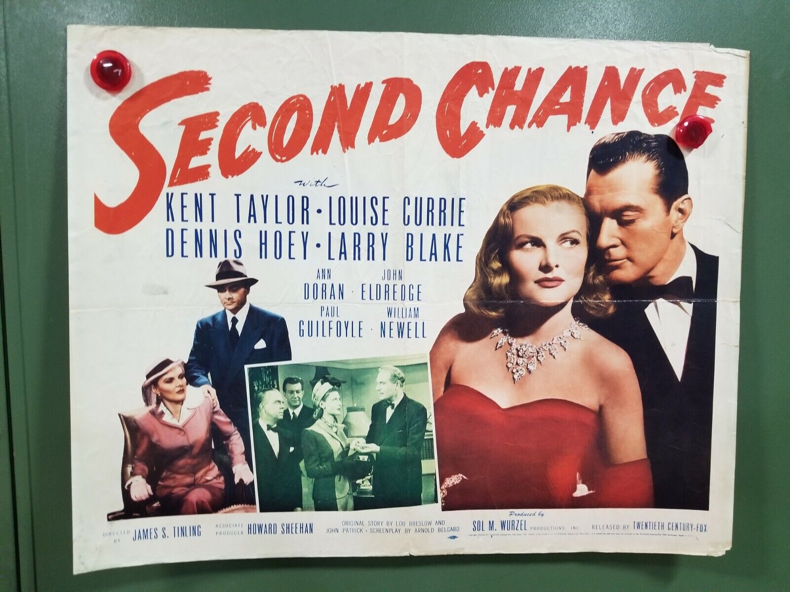 1947 Second Chance Original Half Sheet Poster Kent Taylor, Louise Currie Crime