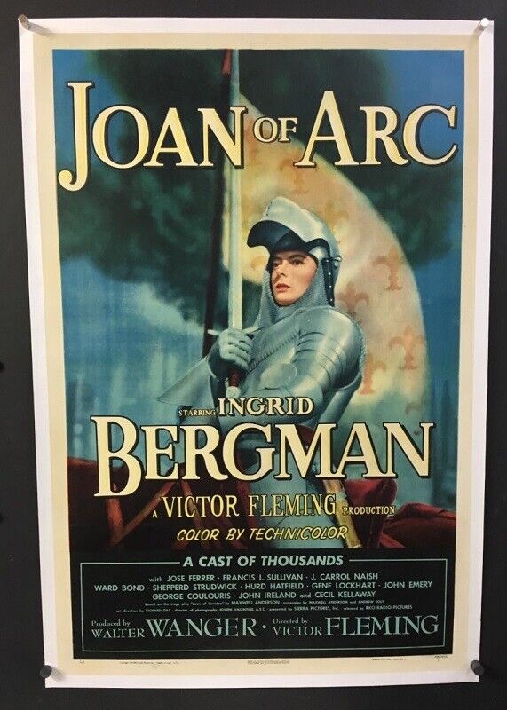 Joan Of Arc Original Movie Poster Ingrid Bergman 1948 *hollywood Posters*