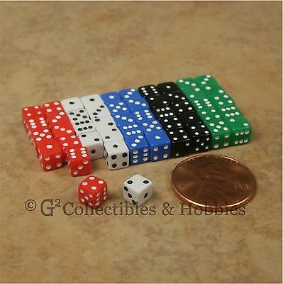 New 5mm 50 Opaque Mini Dice Set Rpg Game Miniature 3/16 Inch Tiny D6 - 5 Colors