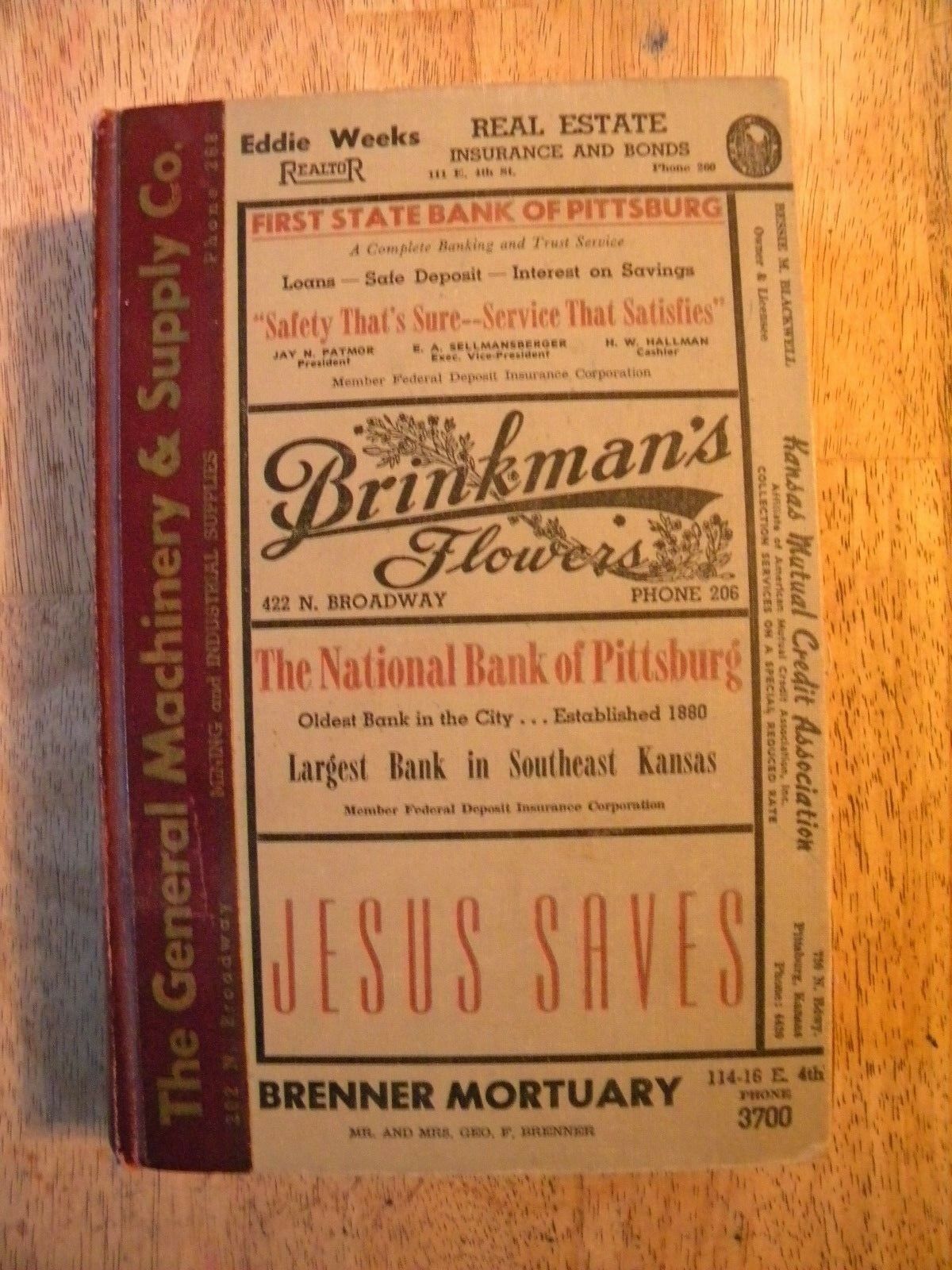 1956 Pittsburg Ks Kansas Directory City Phone Book Polks Old Genealogy Ancestry