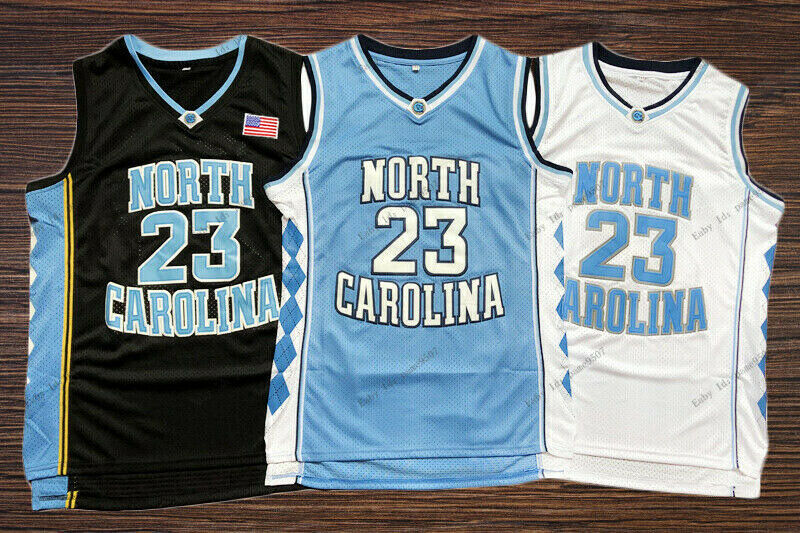 Mens Michael Jordan #23 North Carolina Basketball Jersey Sewn Blue White Black