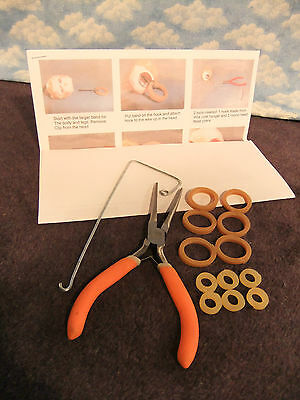 Doll Restringing Kit: Color Photo Instructions,tools & Bands For 6  Dolls