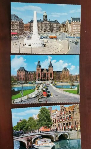 Amsterdam Netherlands Streetscape Postcard Lot Of 3 W Old Cars