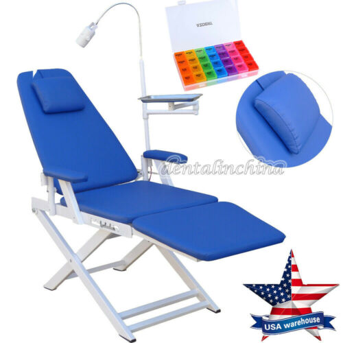 Gm-c004 Dental Portable Simple Folding Chair Blue With Rechargeable Led Light Us