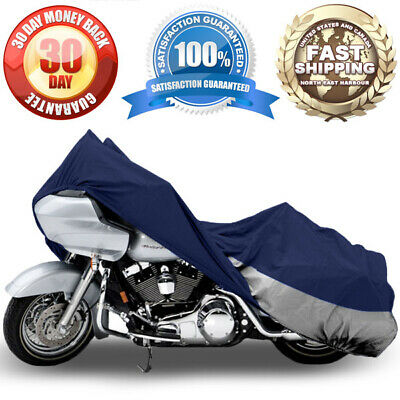 Blue & Silver Motorcycle Cover Storage For Harley Road King Custom Classic