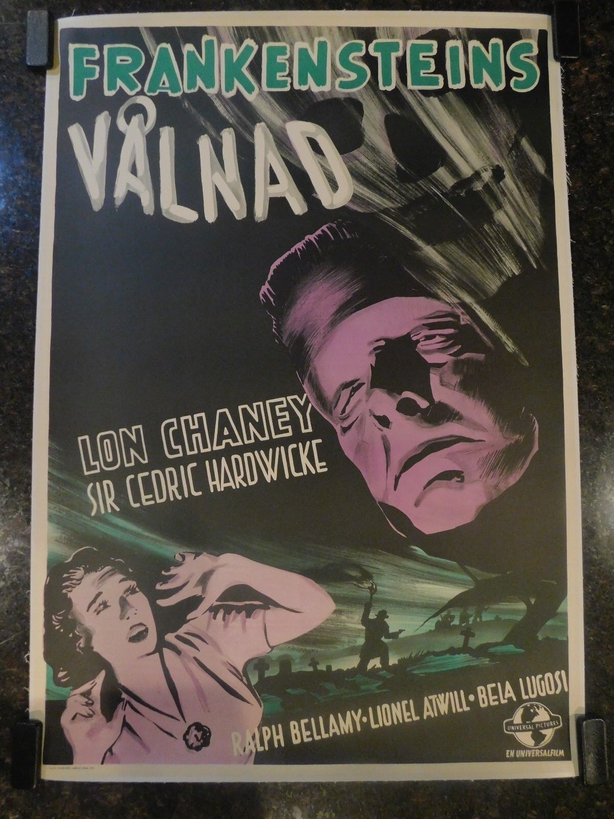 The Ghost Of Frankenstein Original, 1942, Swedish Movie Poster, C8.5 Vf/nm