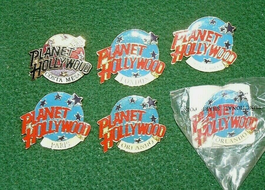 Planet Hollywood Set Of 6 Pins Orlando,costa Mesa, Beverly Hills,paris,london