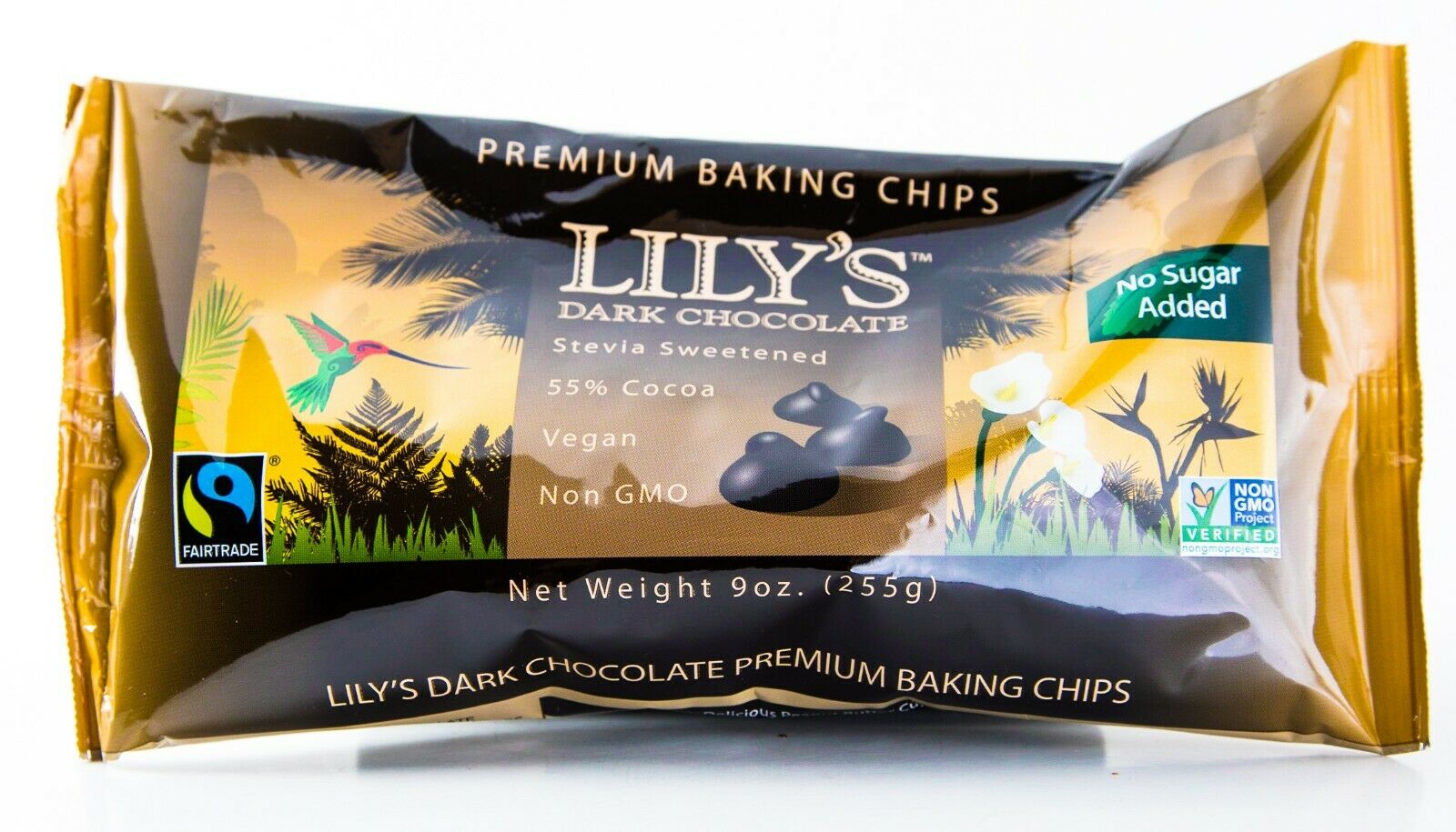 Lily's Dark Chocolate Chips 9 Oz Bag, Stevia Sweetened, Sugar Free (2 Pack)