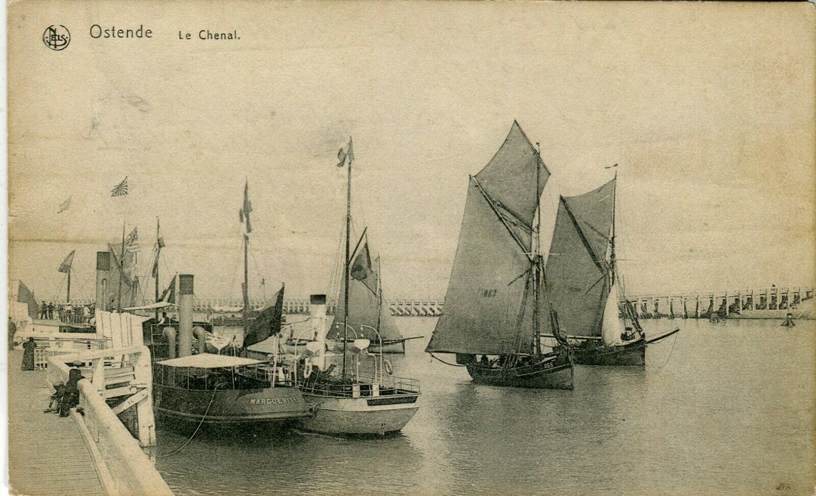 Belgium Ostende Oostende - Le Chenal 1917 Sepia Postcard